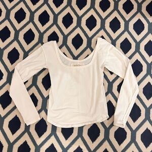 Free People Cropped Long Sleeve White Top